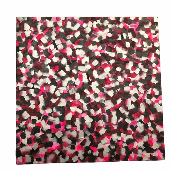 HANDCRAFTED CONFETTI ABSTRACT ART PINK, BLACK, SILVER - Picture 2 of 11